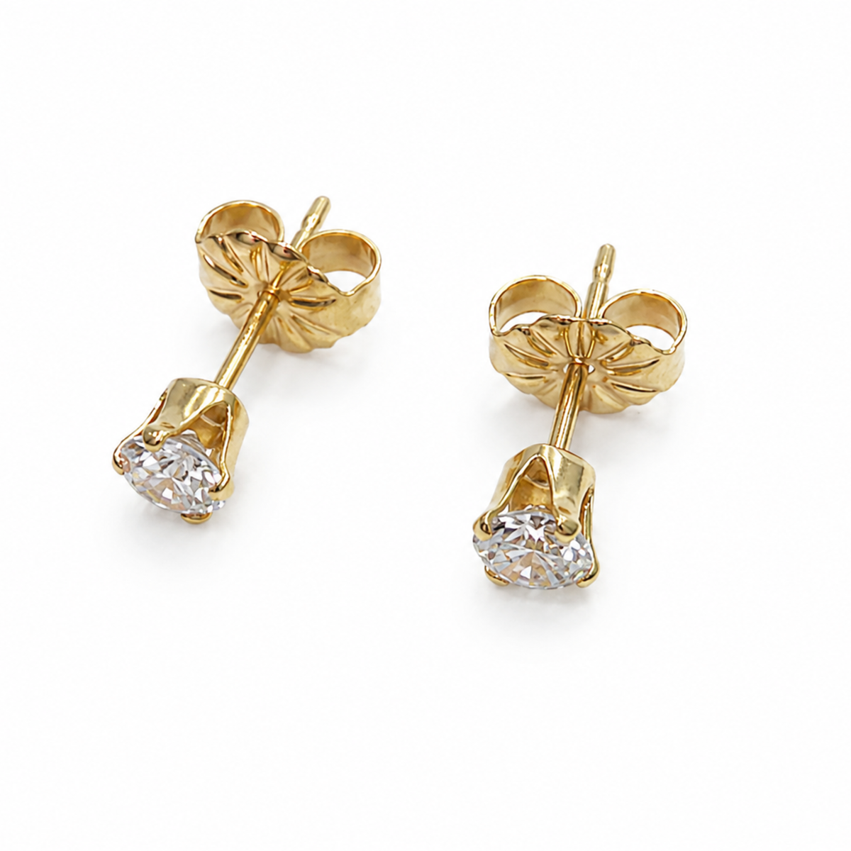 4mm CZ Stud Earrings in Gold