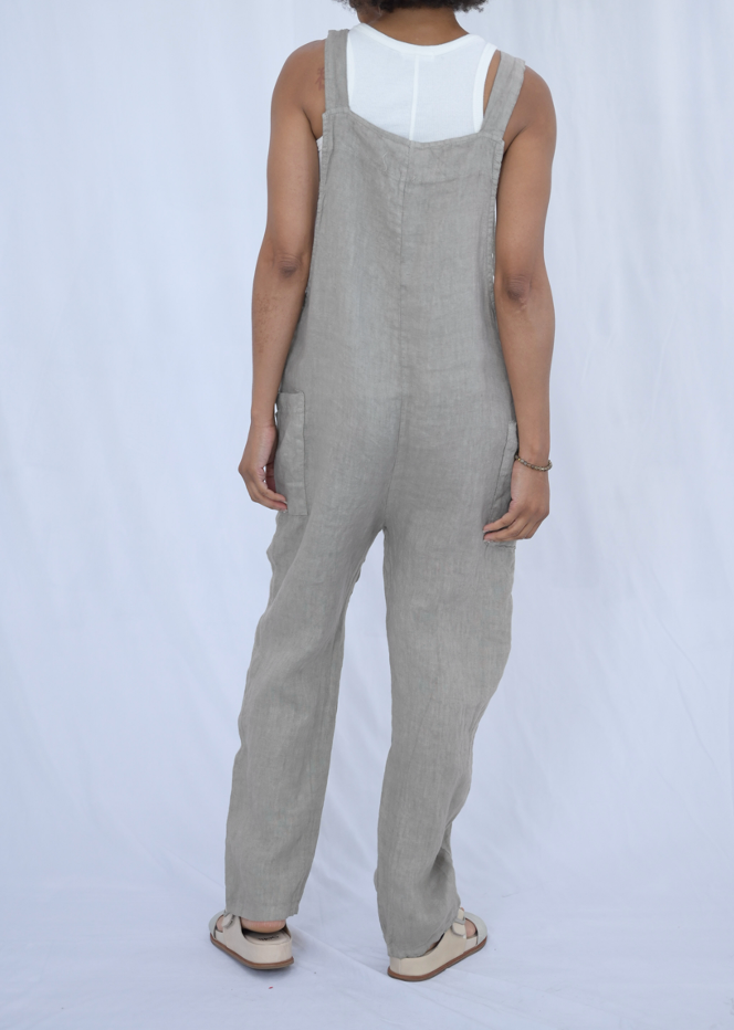 Button Strap Jumper with Front Pockets in Taupe