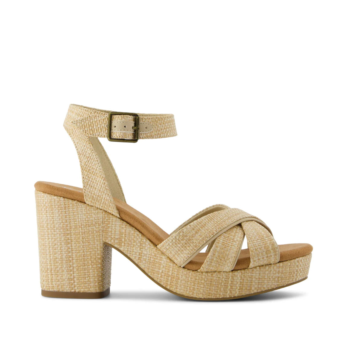 Majorca Rope Strappy Platform Sandal in Almond Raffia