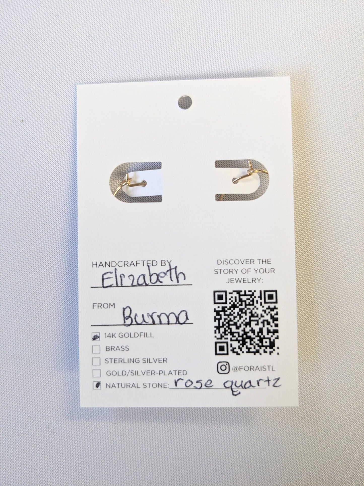 Rose Quartz Charm Mini Hoop Earrings in 14k Gold Filled