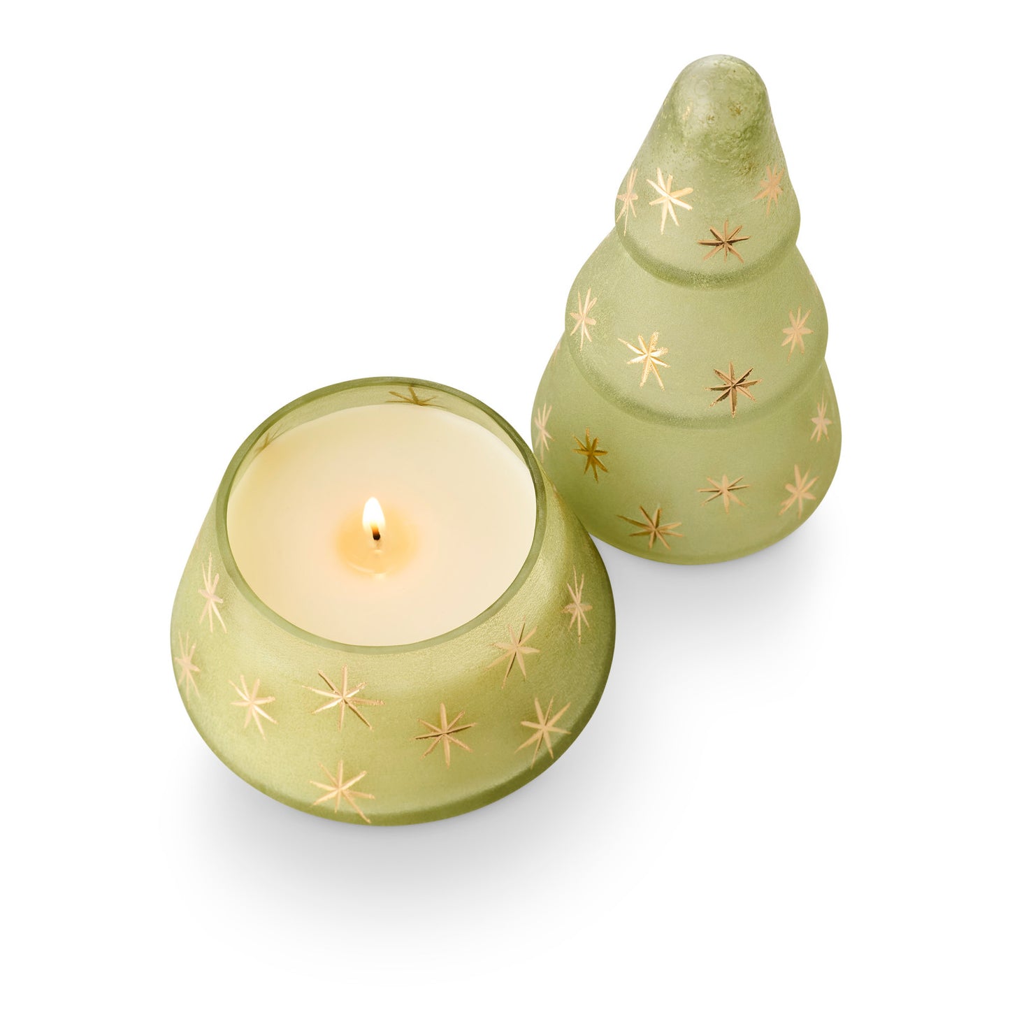 Balsam & Cedar Frosted Star Glass Tree Candle