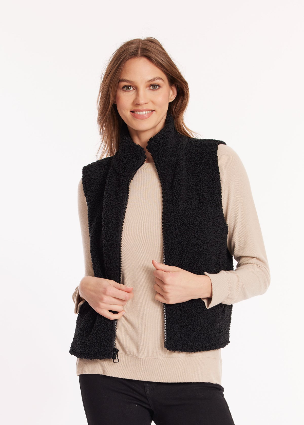 Cozy Sherpa Vest in Black - product photo