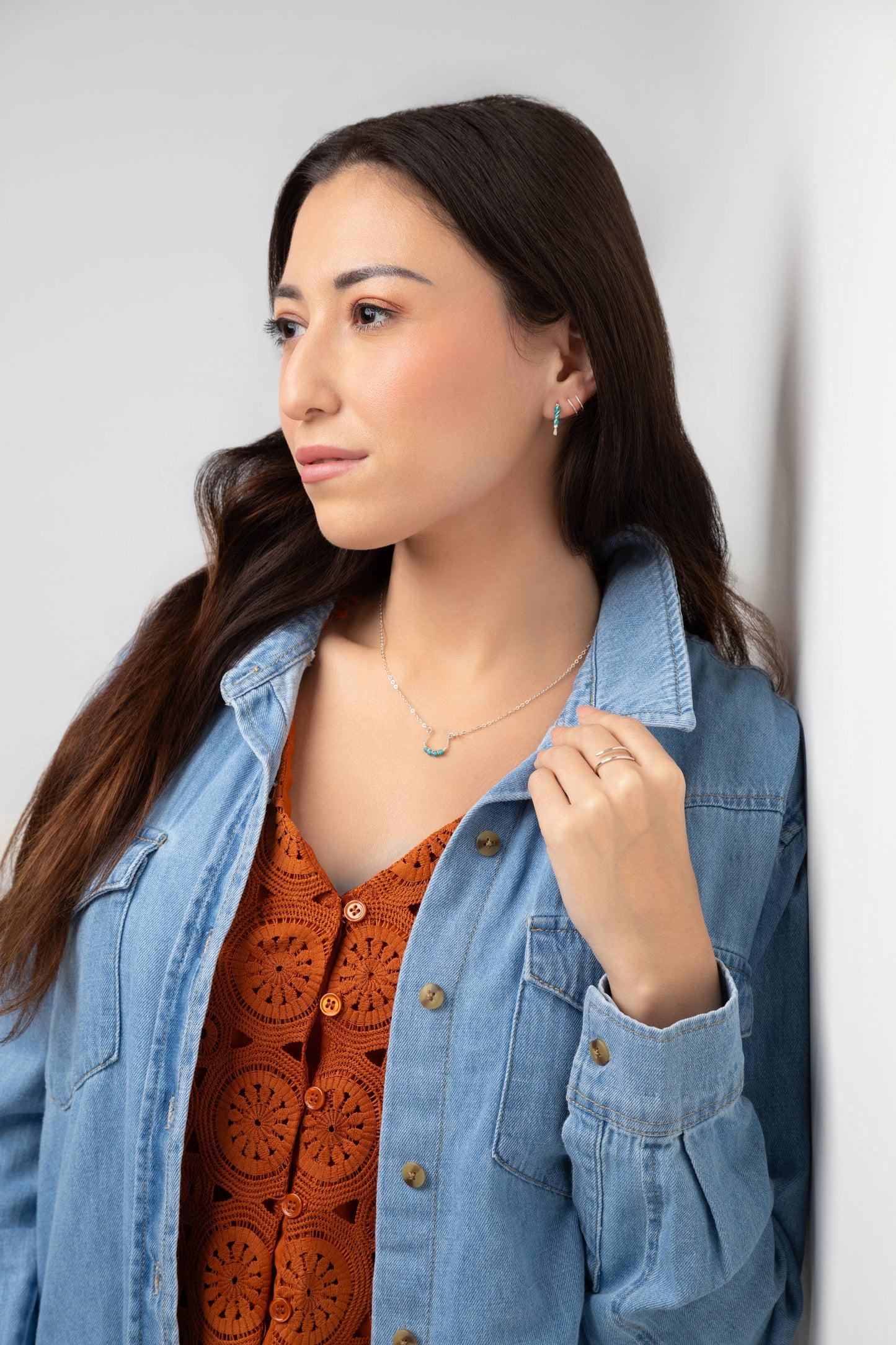 Moab Western Beaded Hoop Earrings in Sterling Silver