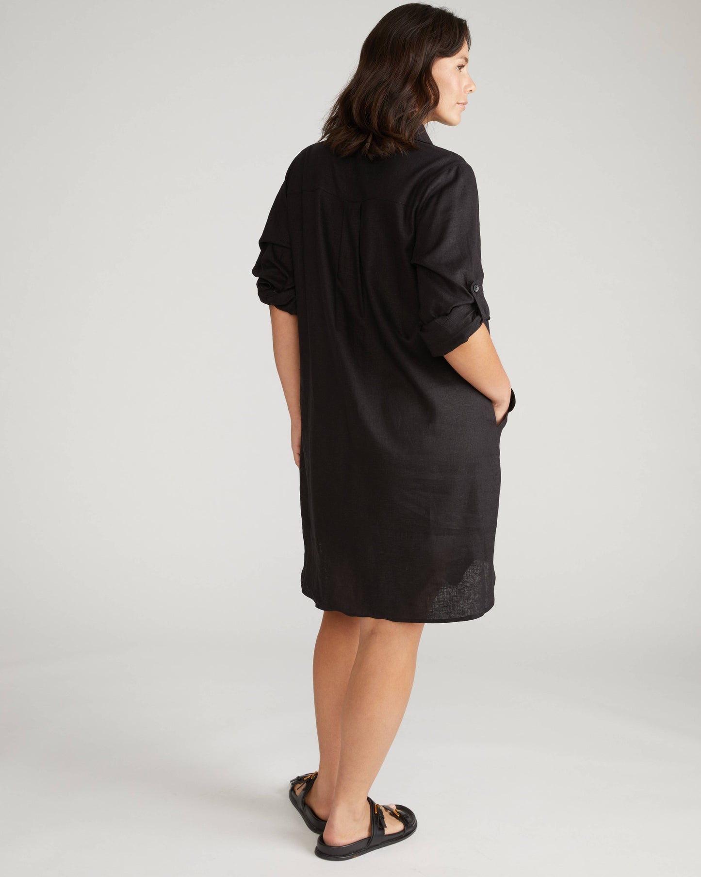 Linen Rubicon Shirtdress in Black