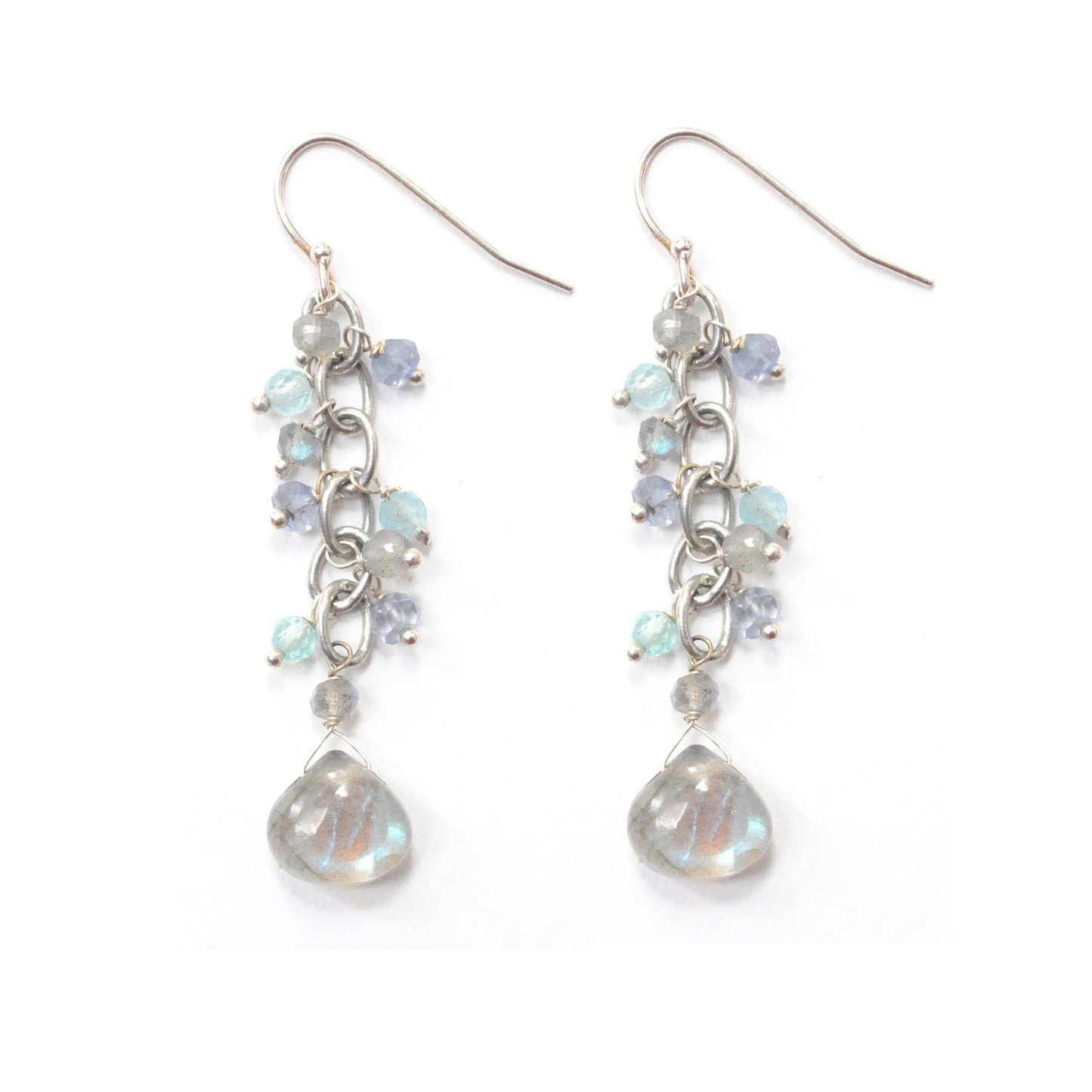 Rain Drop Earrings in Silver/labradorite