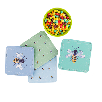 Bee Happy Coasters Set of 4