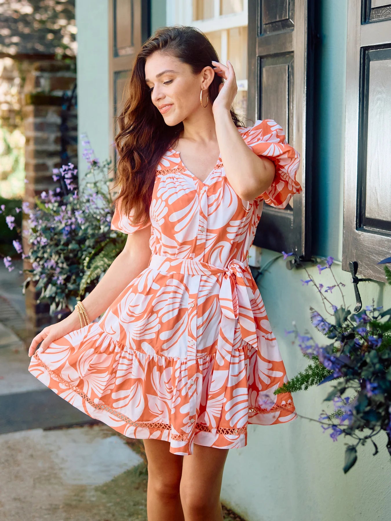 Addison Dress in Sail Away Coral