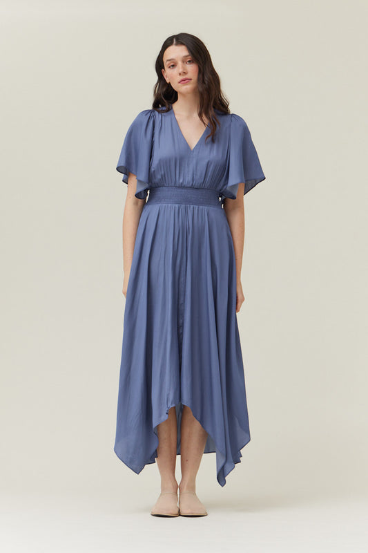 Unbalanced Skirt Maxi Dress in Indigo