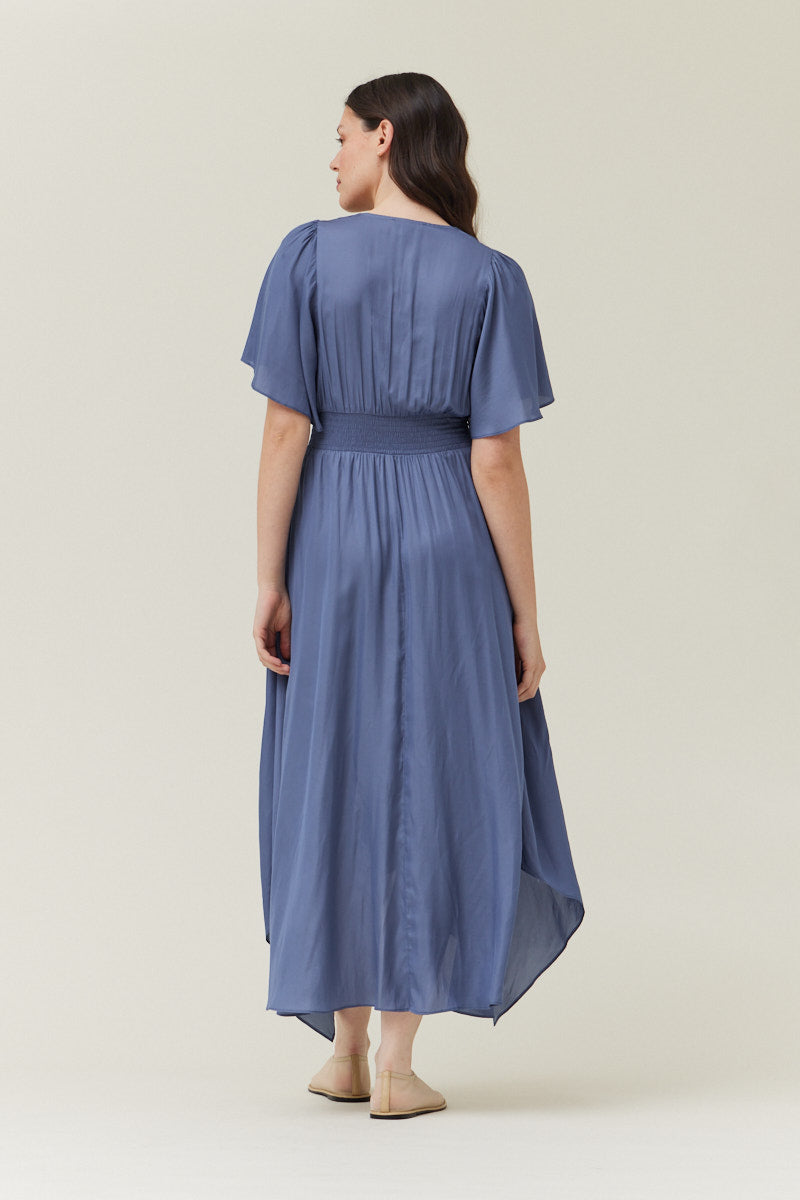 Unbalanced Skirt Maxi Dress in Indigo