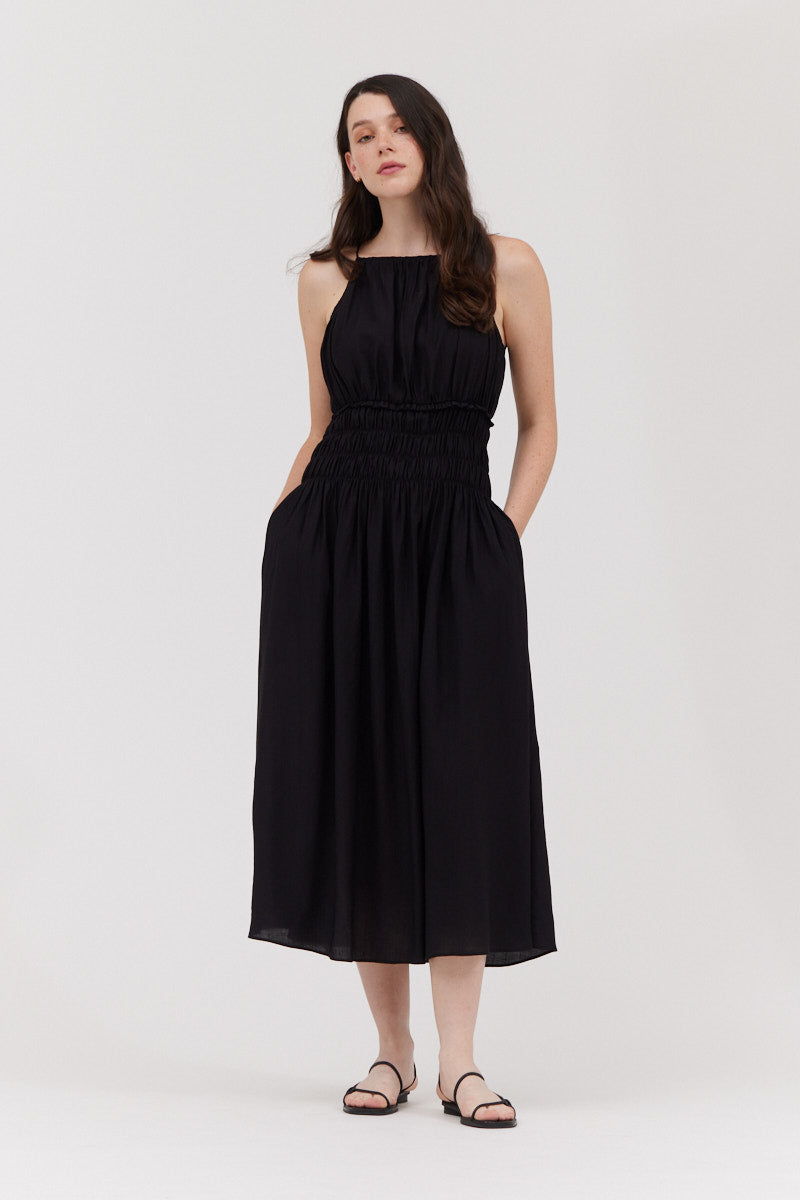 Crinkle Maxi Dress in Black
