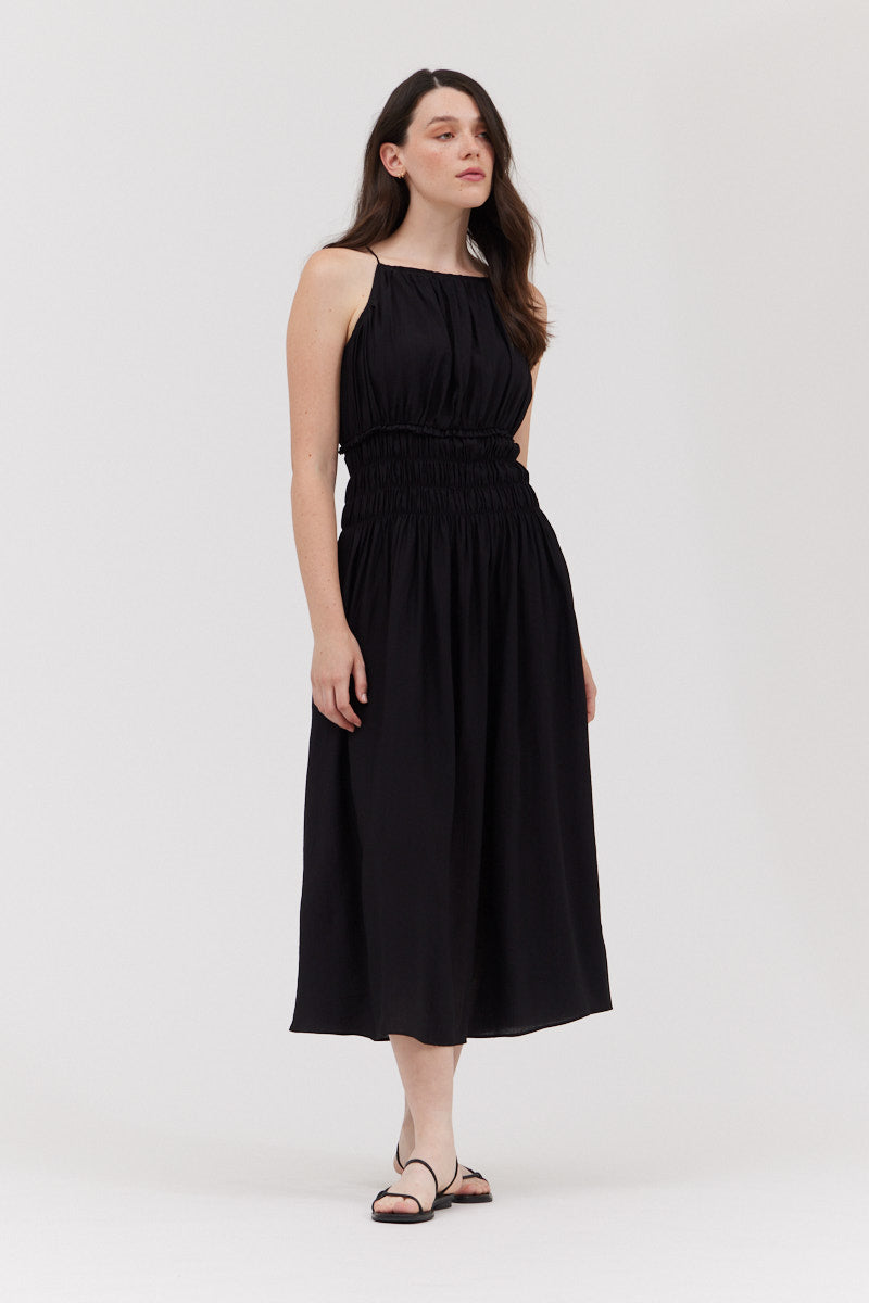 Crinkle Maxi Dress in Black