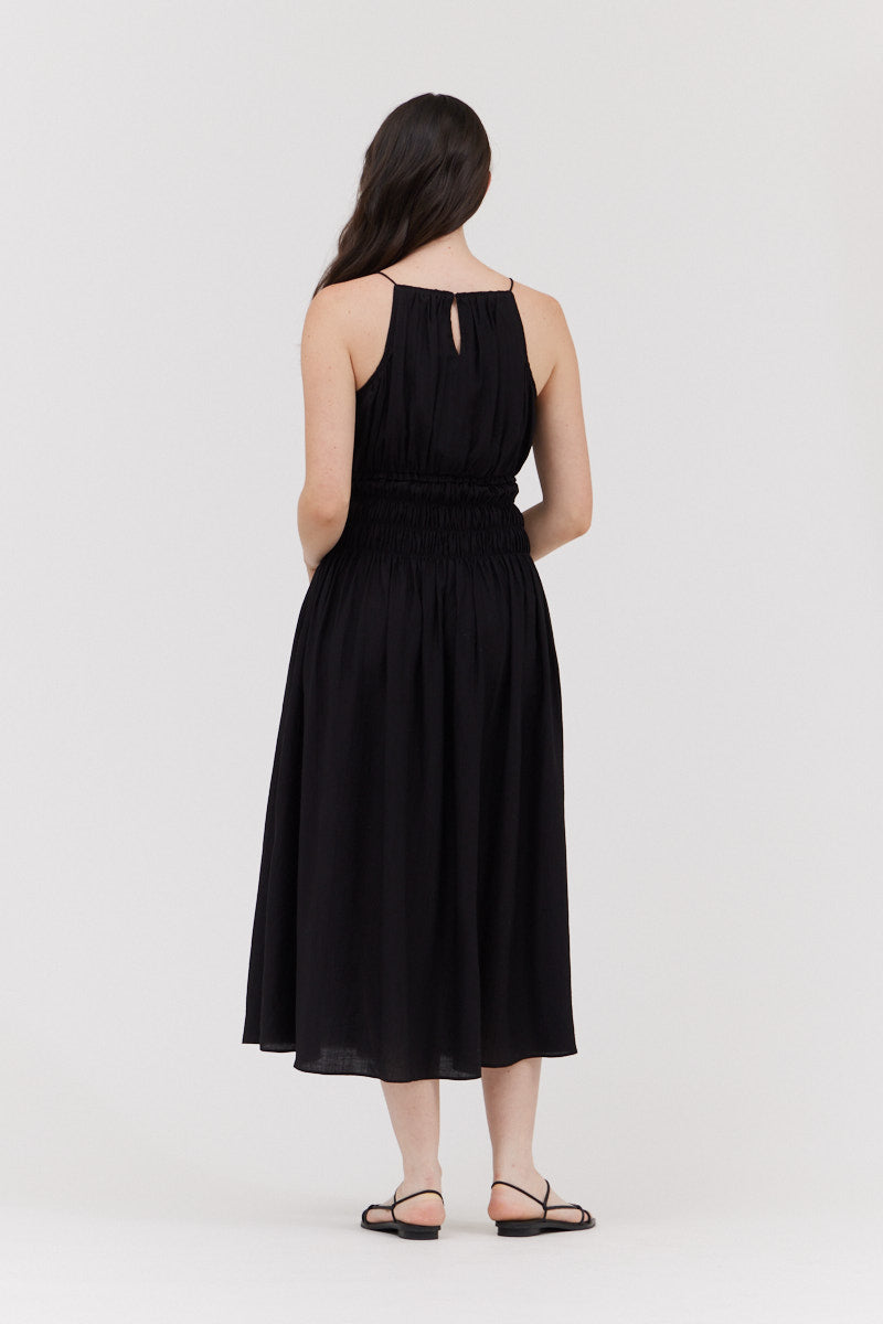 Crinkle Maxi Dress in Black