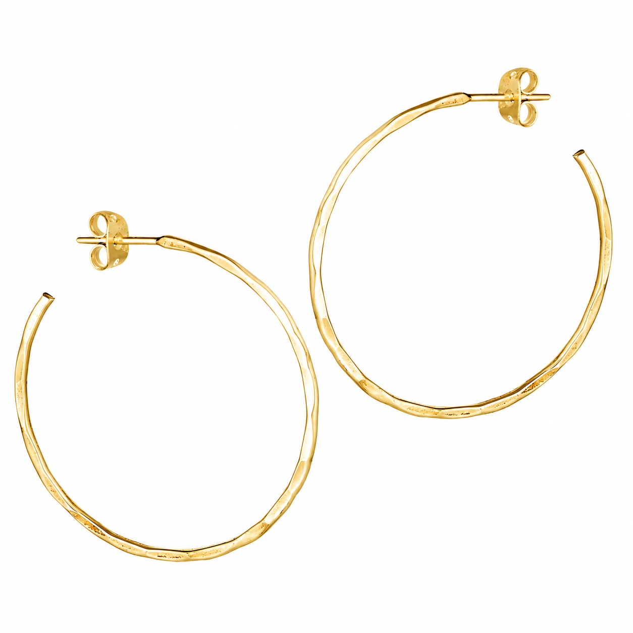 Hammered Post Earrings in Gold (1")