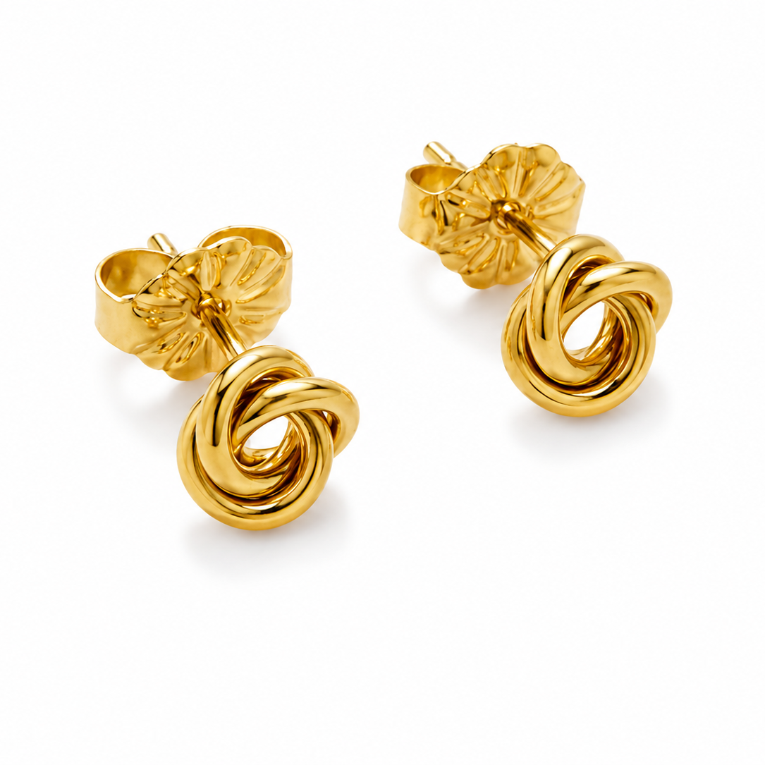 Small Knot Stud Earrings in Gold