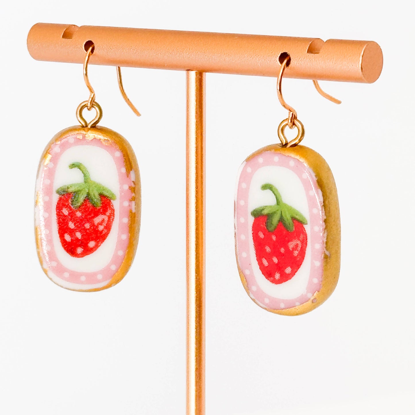 Ceramic Strawberry Earrings