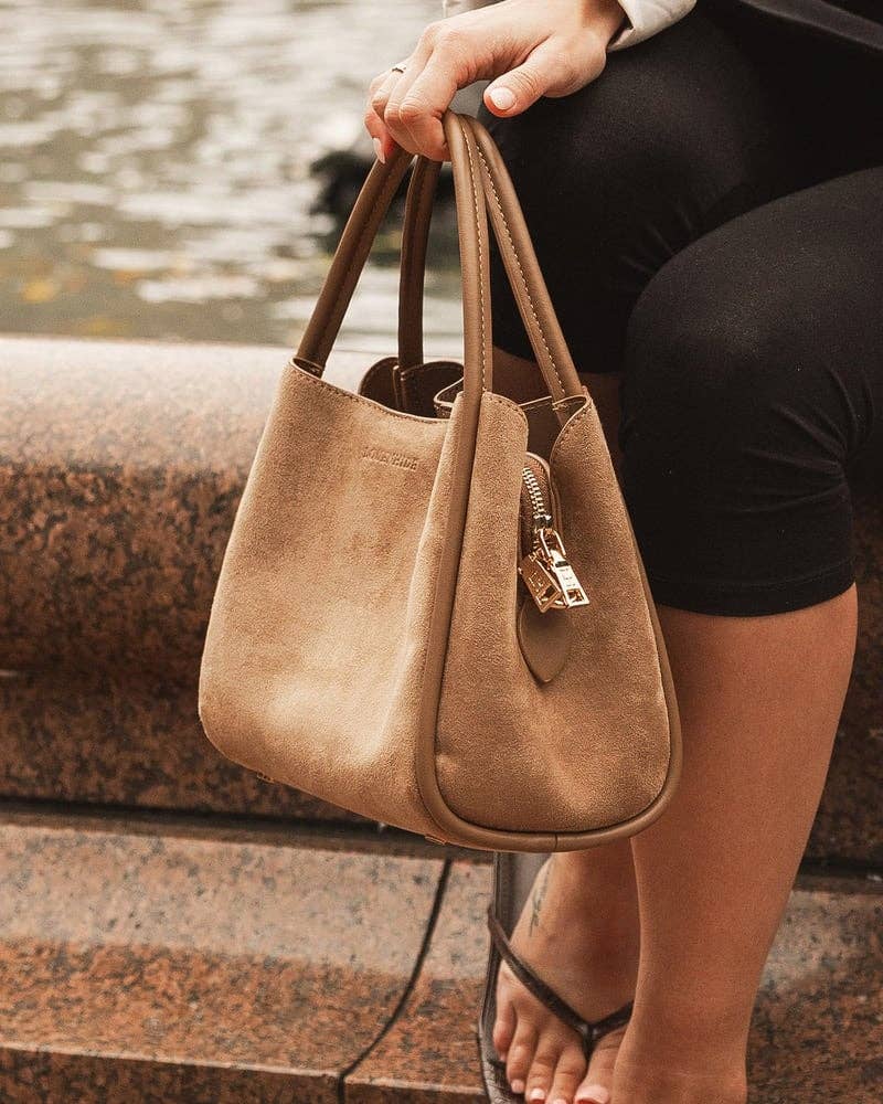 Steffie Suede Mini Tote Bag in Honey
