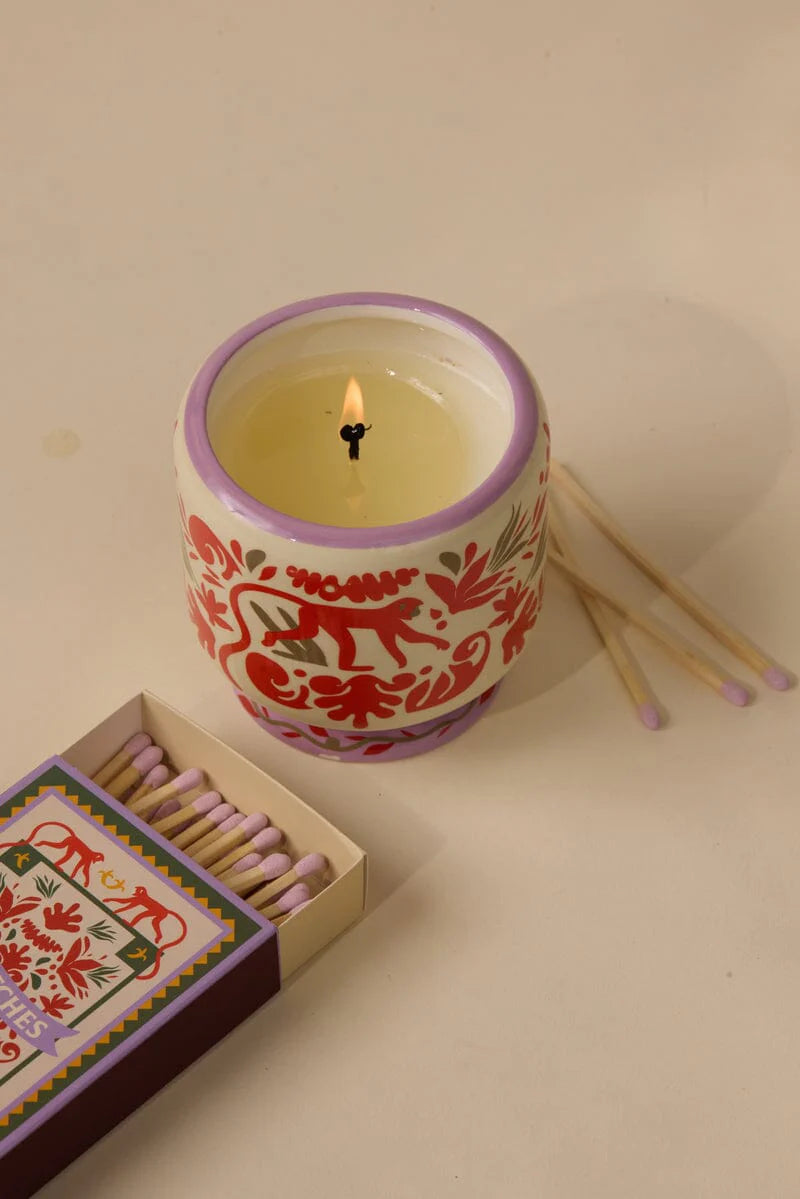 A Dopo Handpainted "Jungle" Ceramic Candle - Coconut & Amber