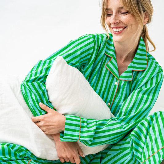 Bonnie Pajama Set in Green & Blue