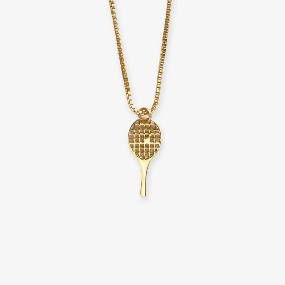 Alice Tennis Racket Pendant Necklace Brass