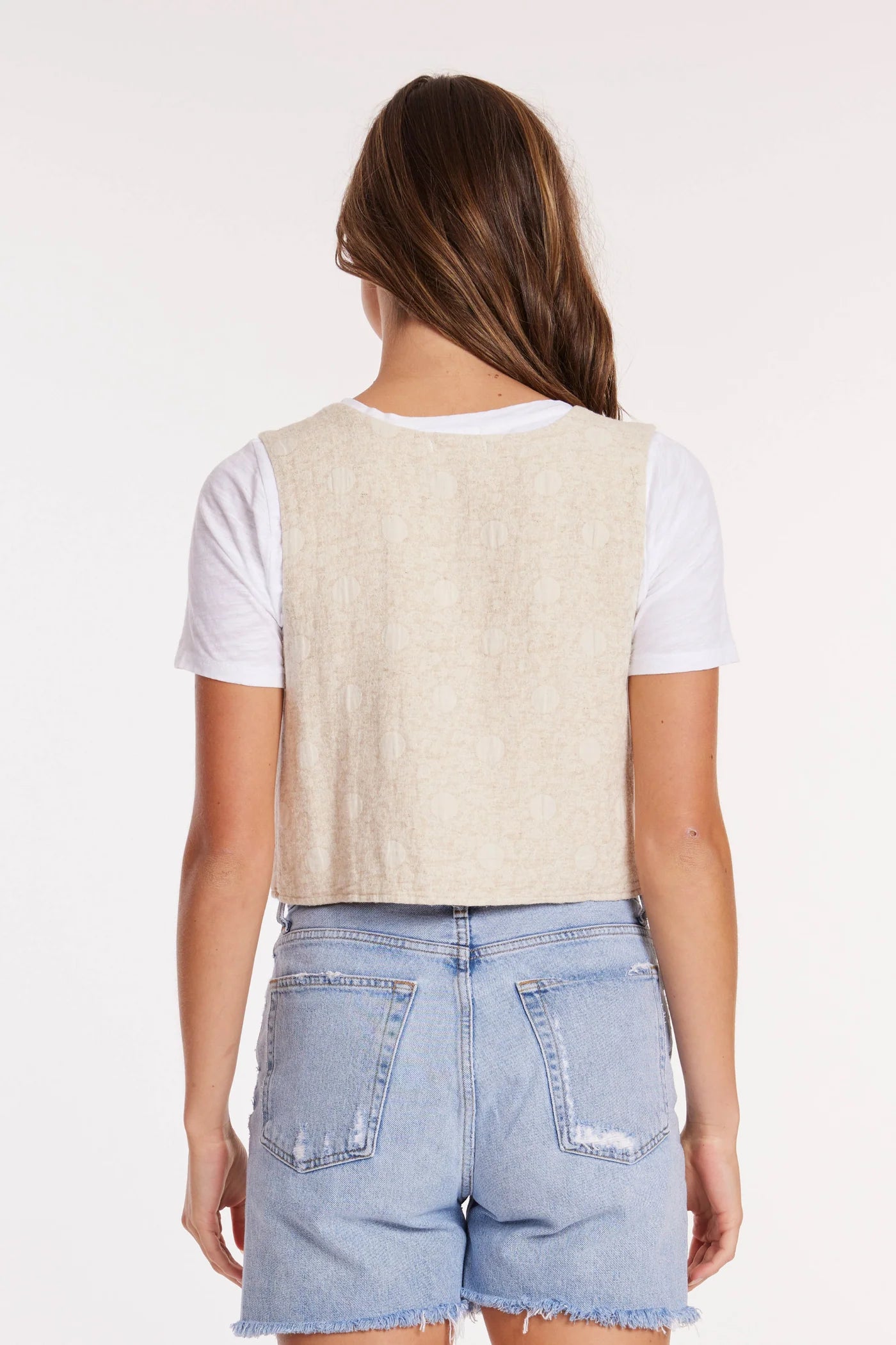 Button Front Vest in Natural