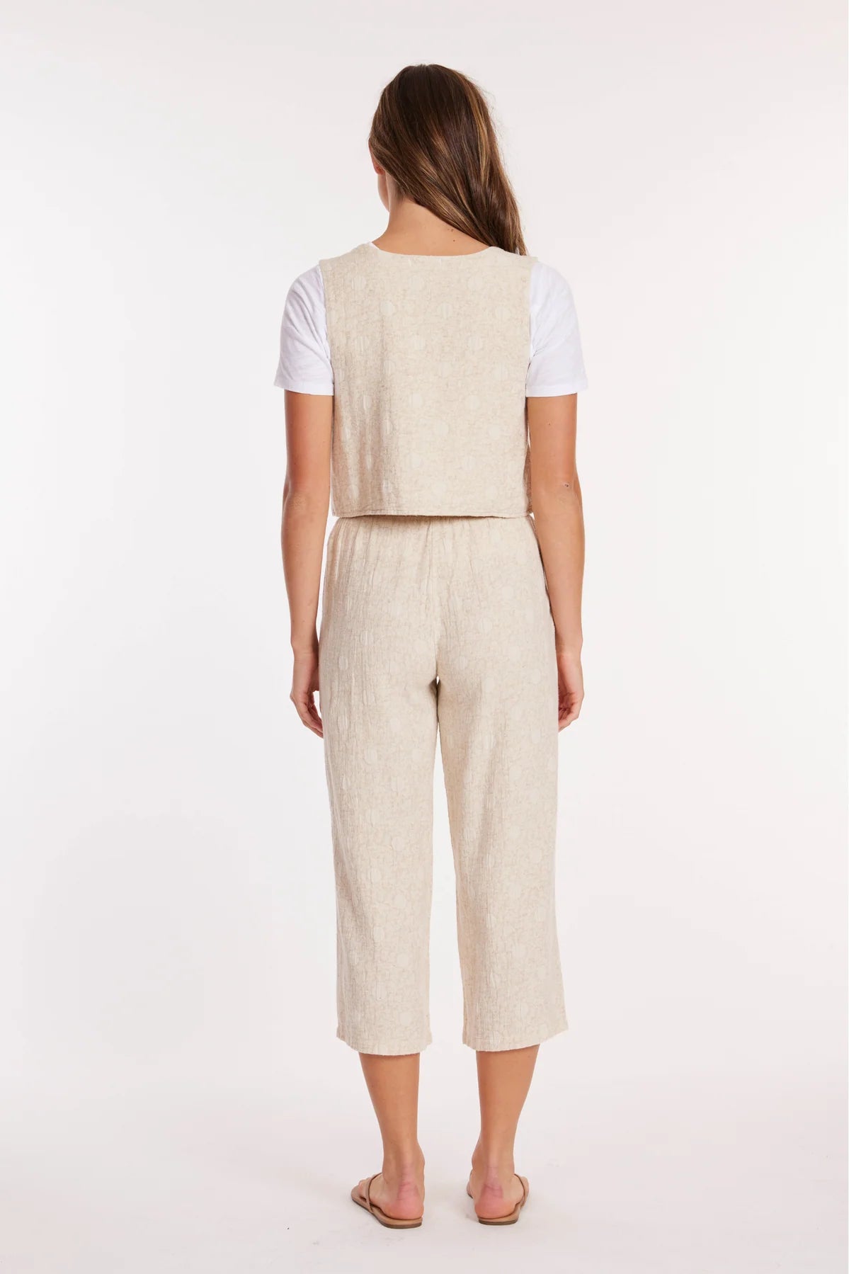 Button Front Vest in Natural