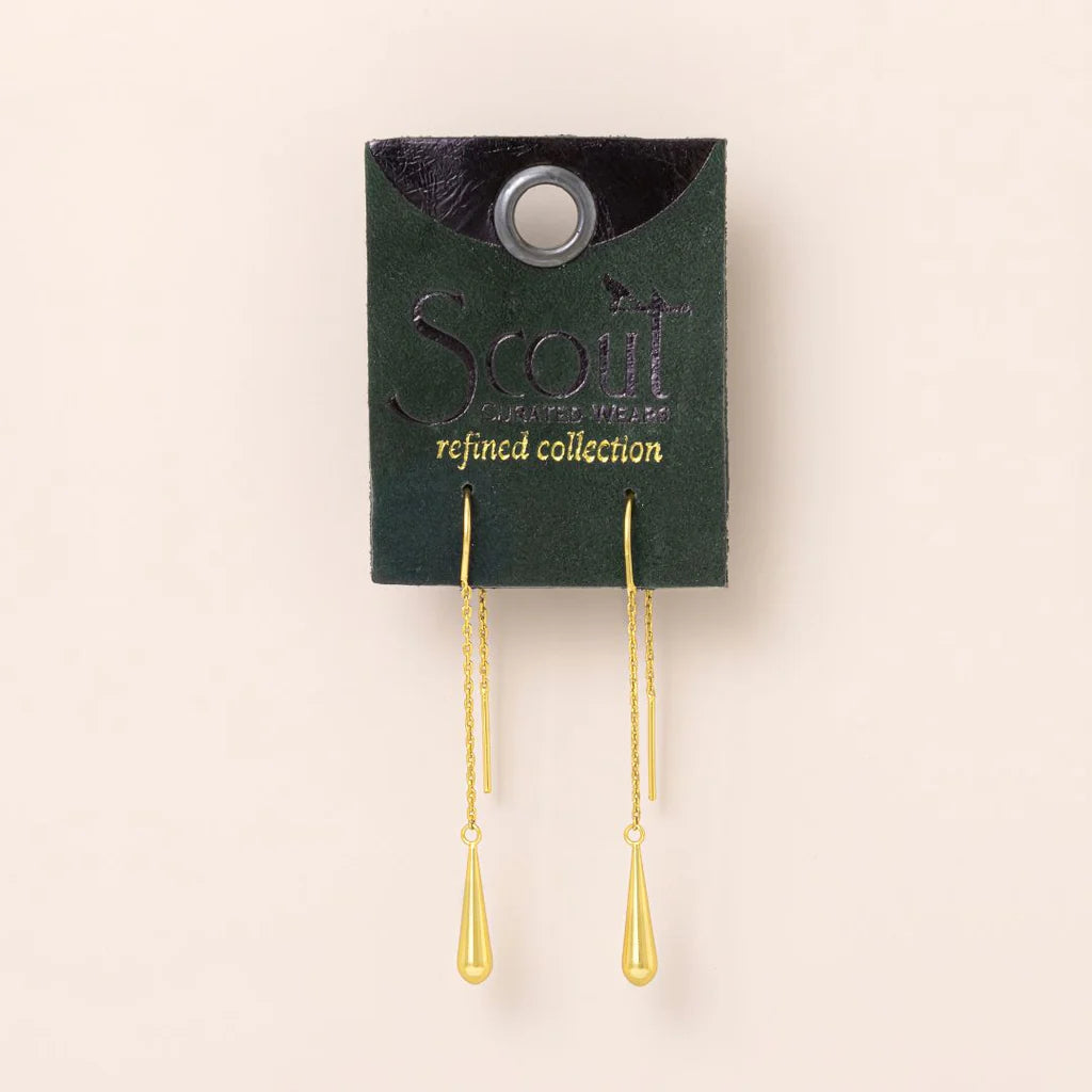 Refined Earring Collection - Teardrop Threader in Gold
