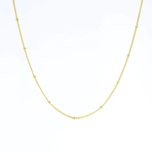 16" Gold Beaded Curb Chain