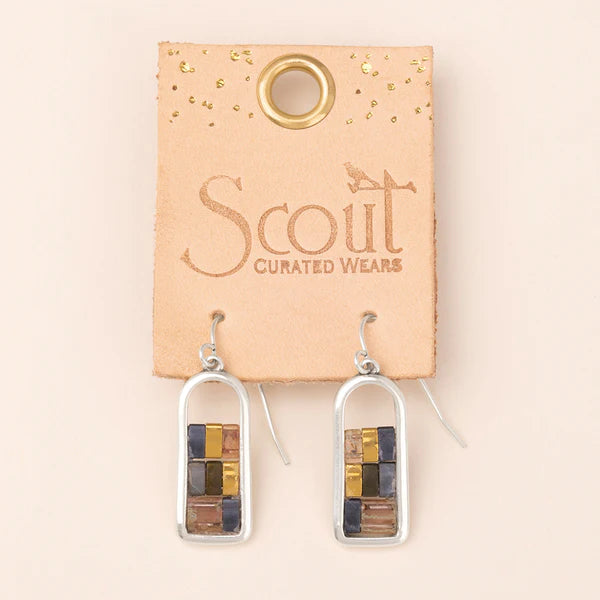 Good Karma Miyuki Frame Earring - Gunmetal/Silver