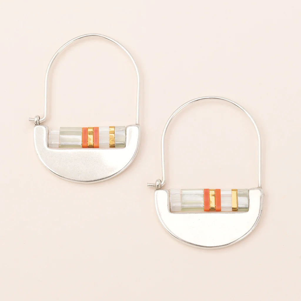 Good Karma Miyuki Crescent Hoop - Mist/Salmon/Silver