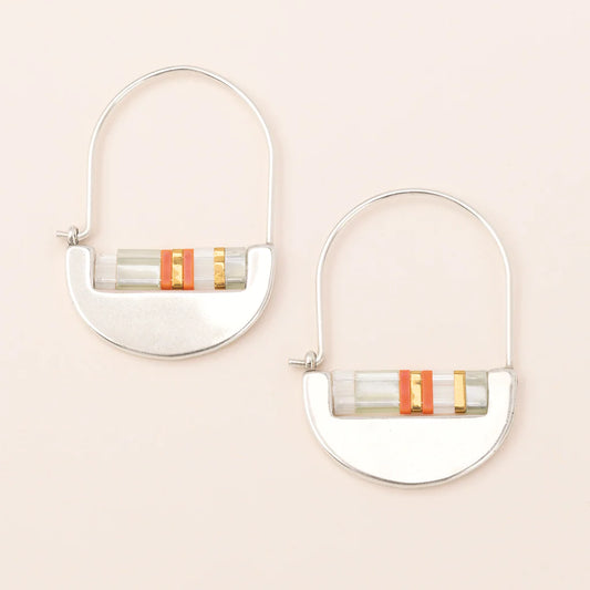 Good Karma Miyuki Crescent Hoop - Mist/Salmon/Silver