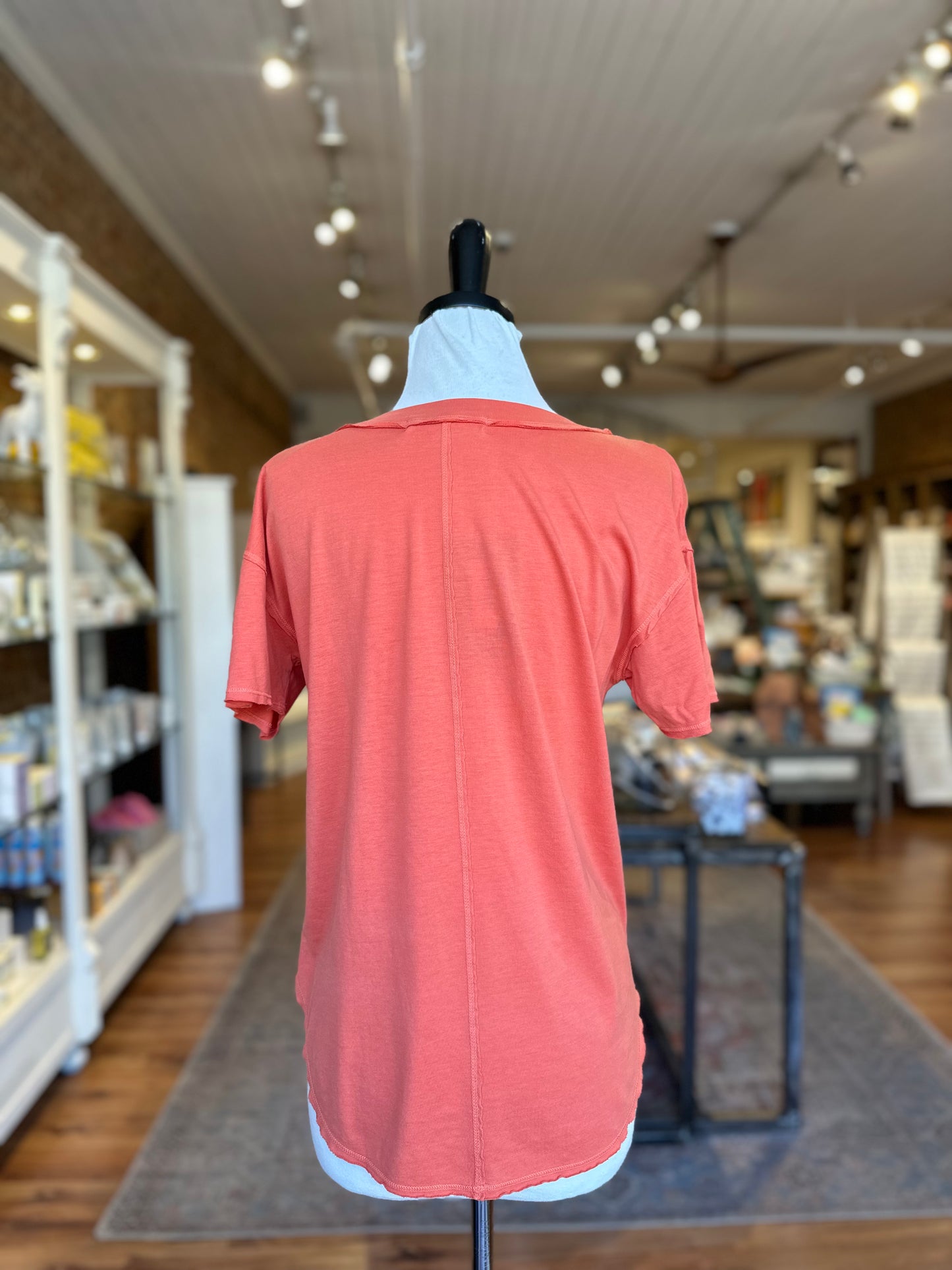 Baltimore V Neck Tee in Persimmon