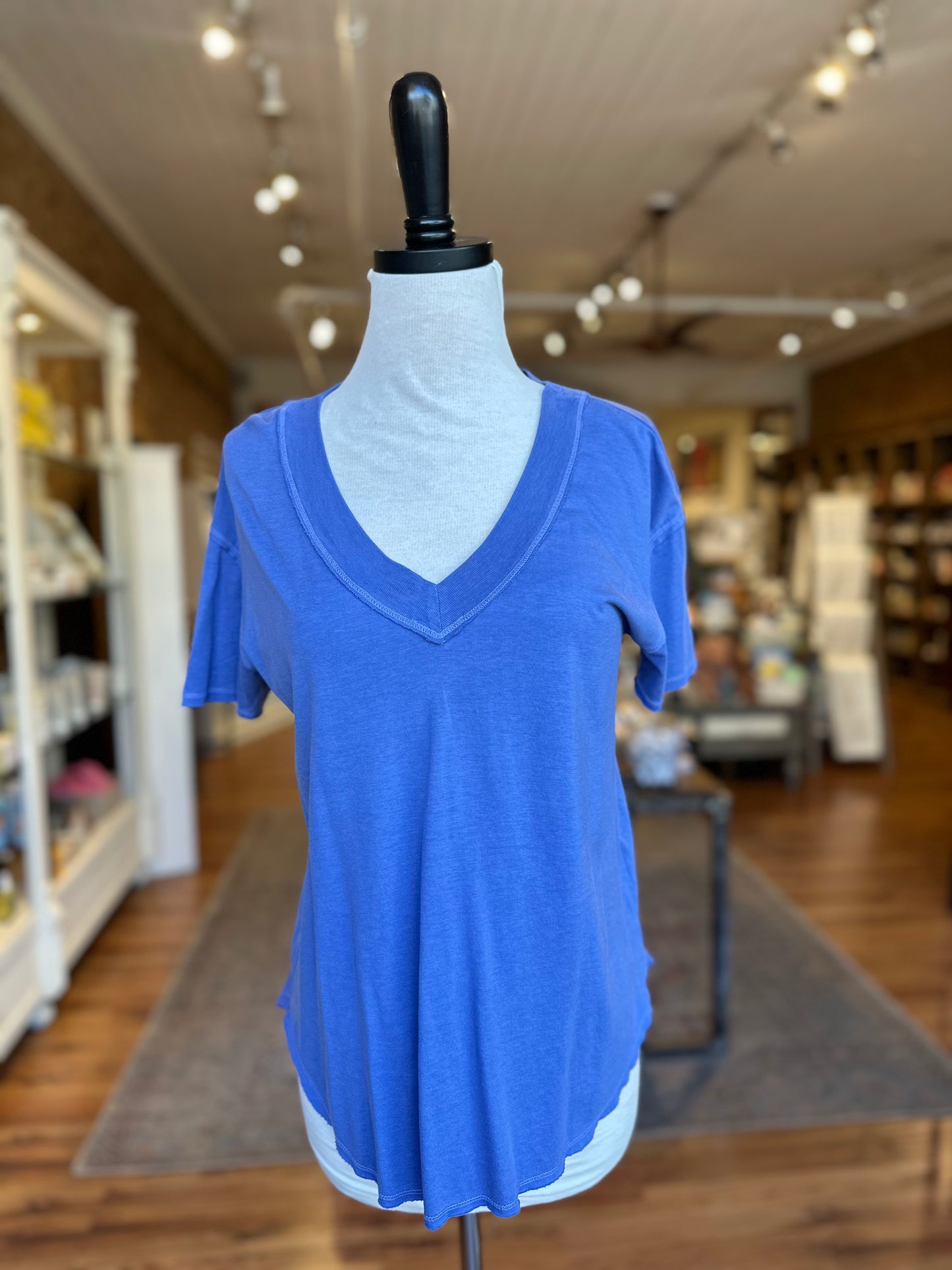 Baltimore V Neck Tee in Blue Iris