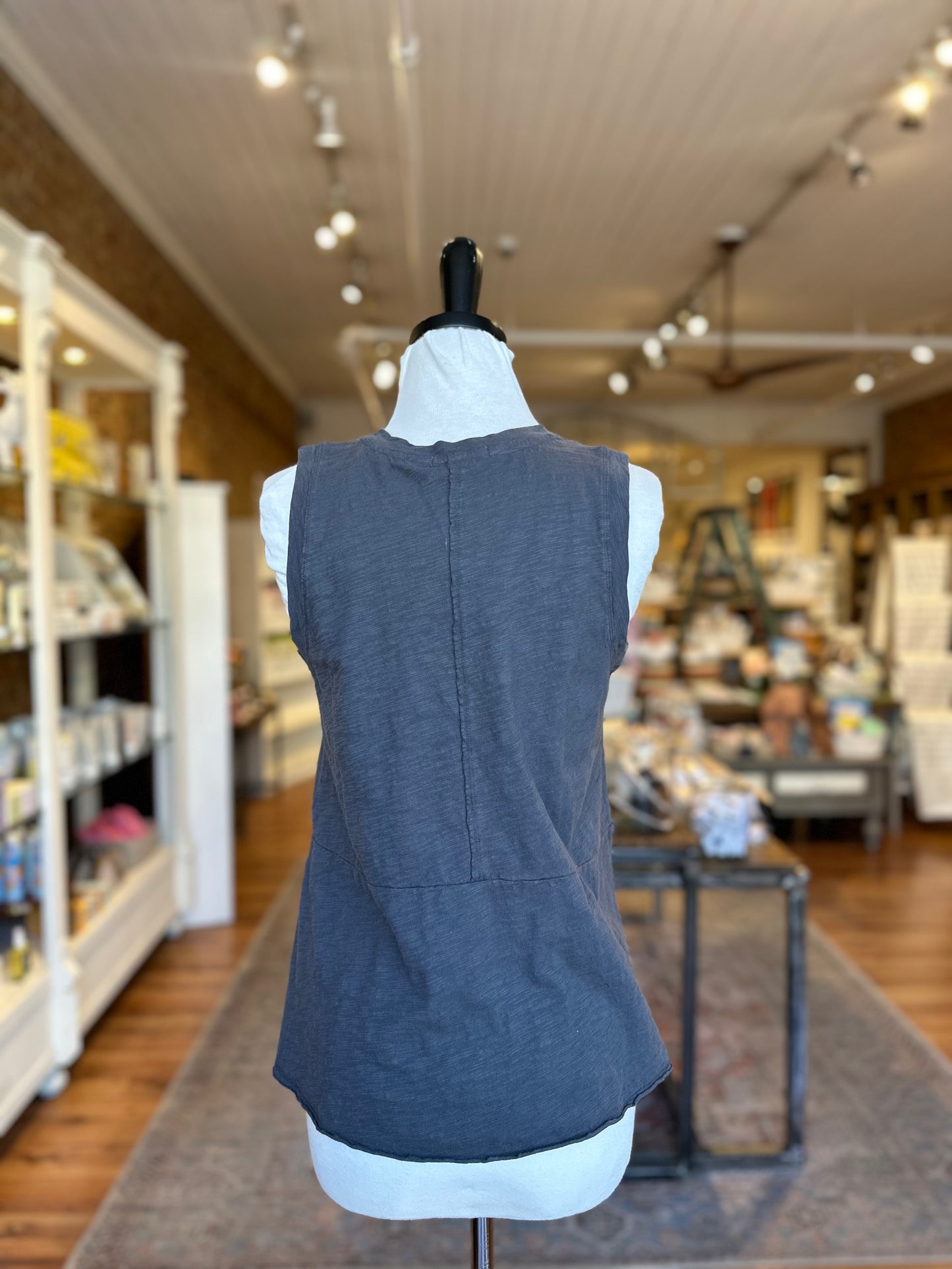 Peplum Tank in Washed Ebony