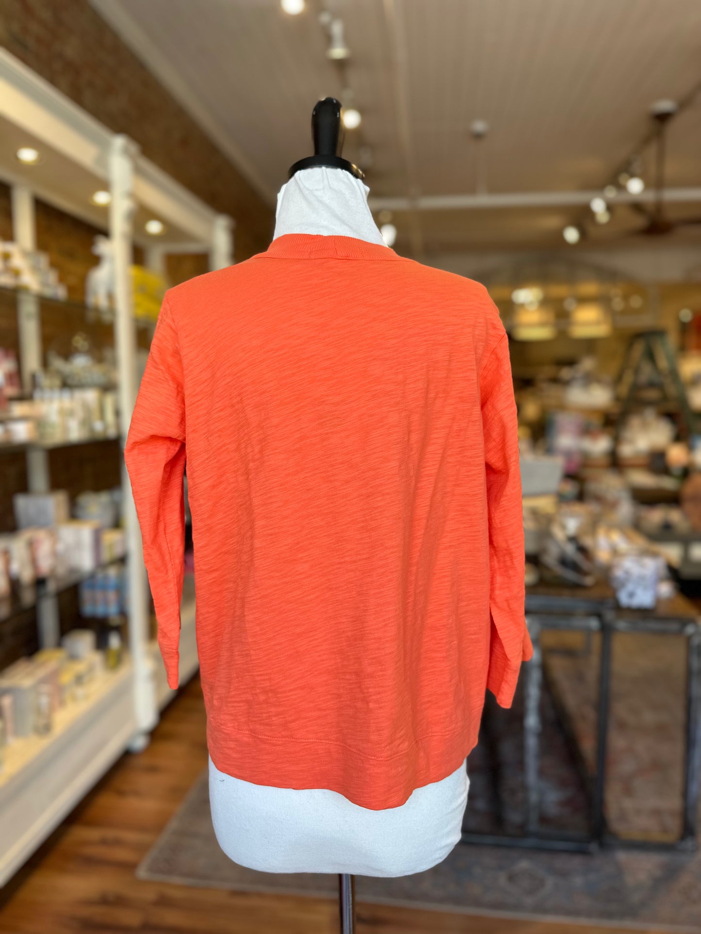Easy 3/4 Sleeve Cardigan in Orange Clay