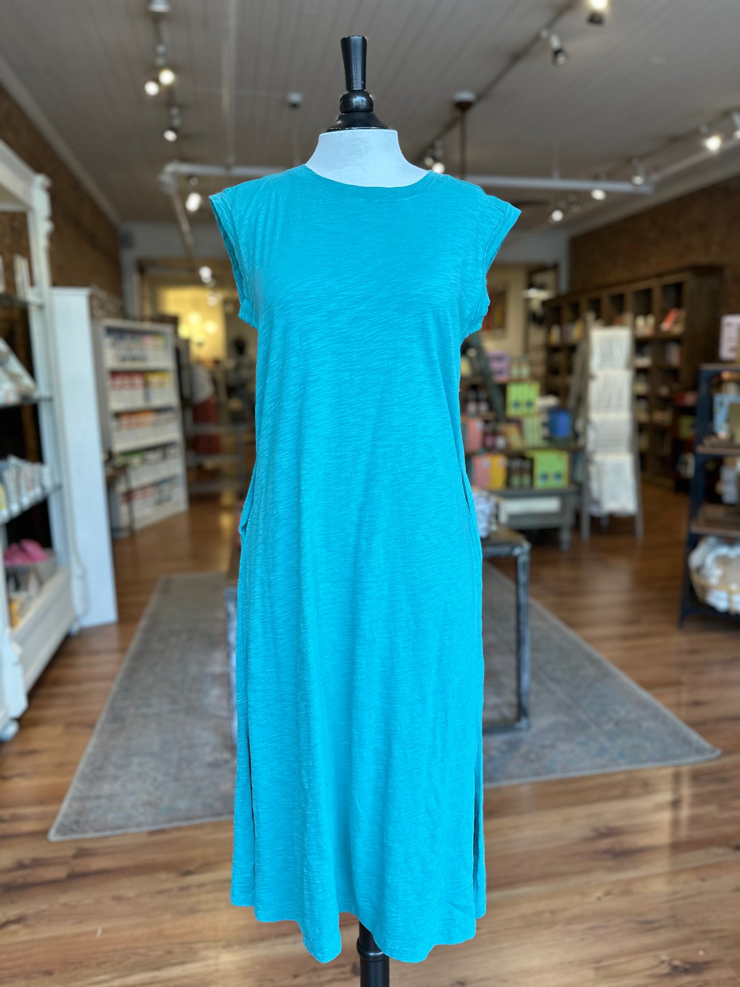 Cap Sleeve Column Dress in Open Water