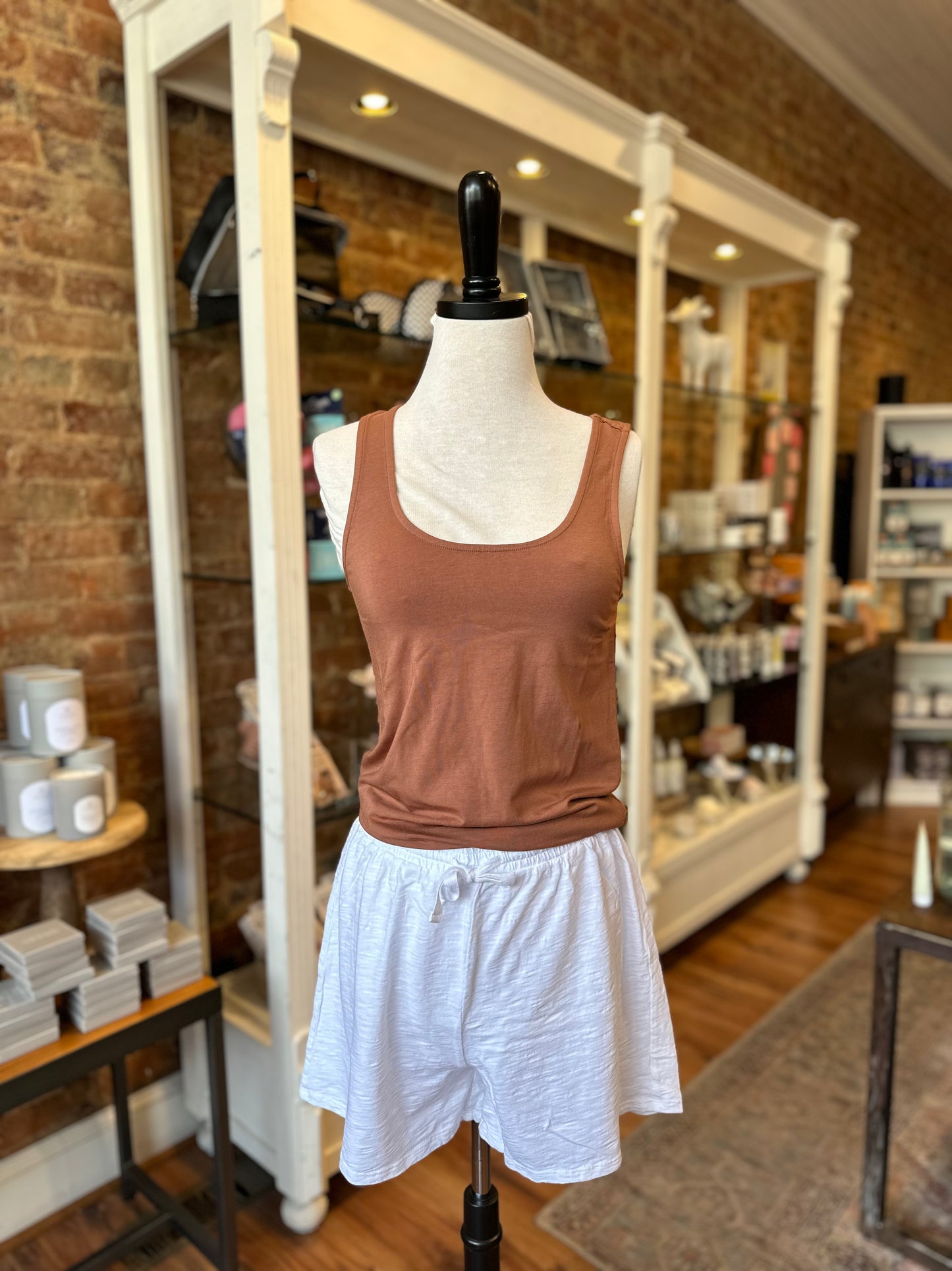 Easy Pull On Shorts with Drawstring in White