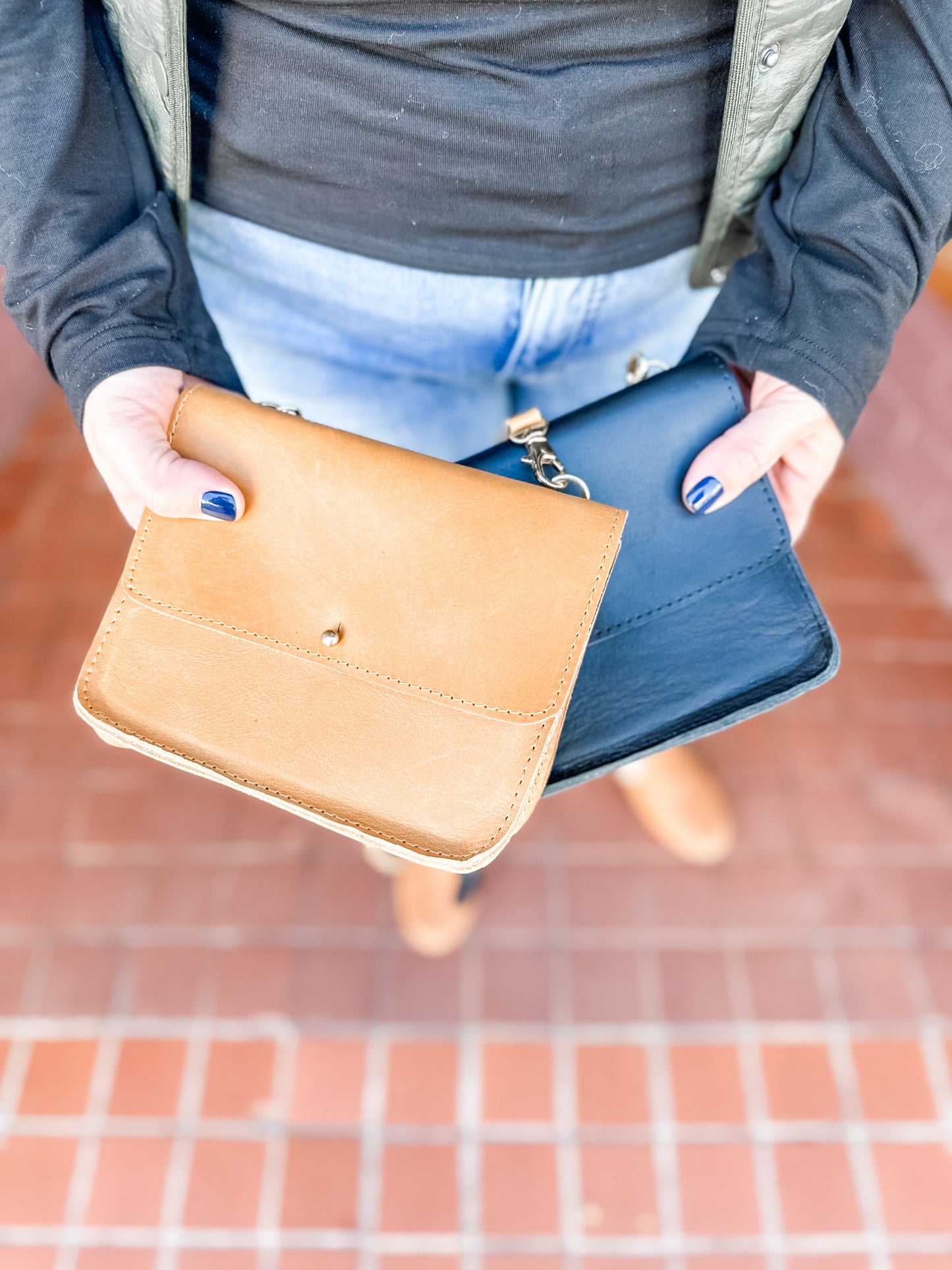 GR Small Fold Over Crossbody in Caramel