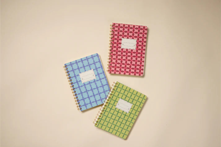 Tulip Twin Wire Notebook in Green Lattice