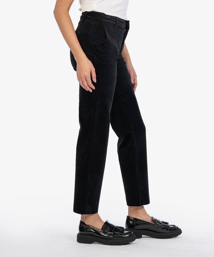 Elizabeth Velveteen Trouser with Slash Pockets (Black)