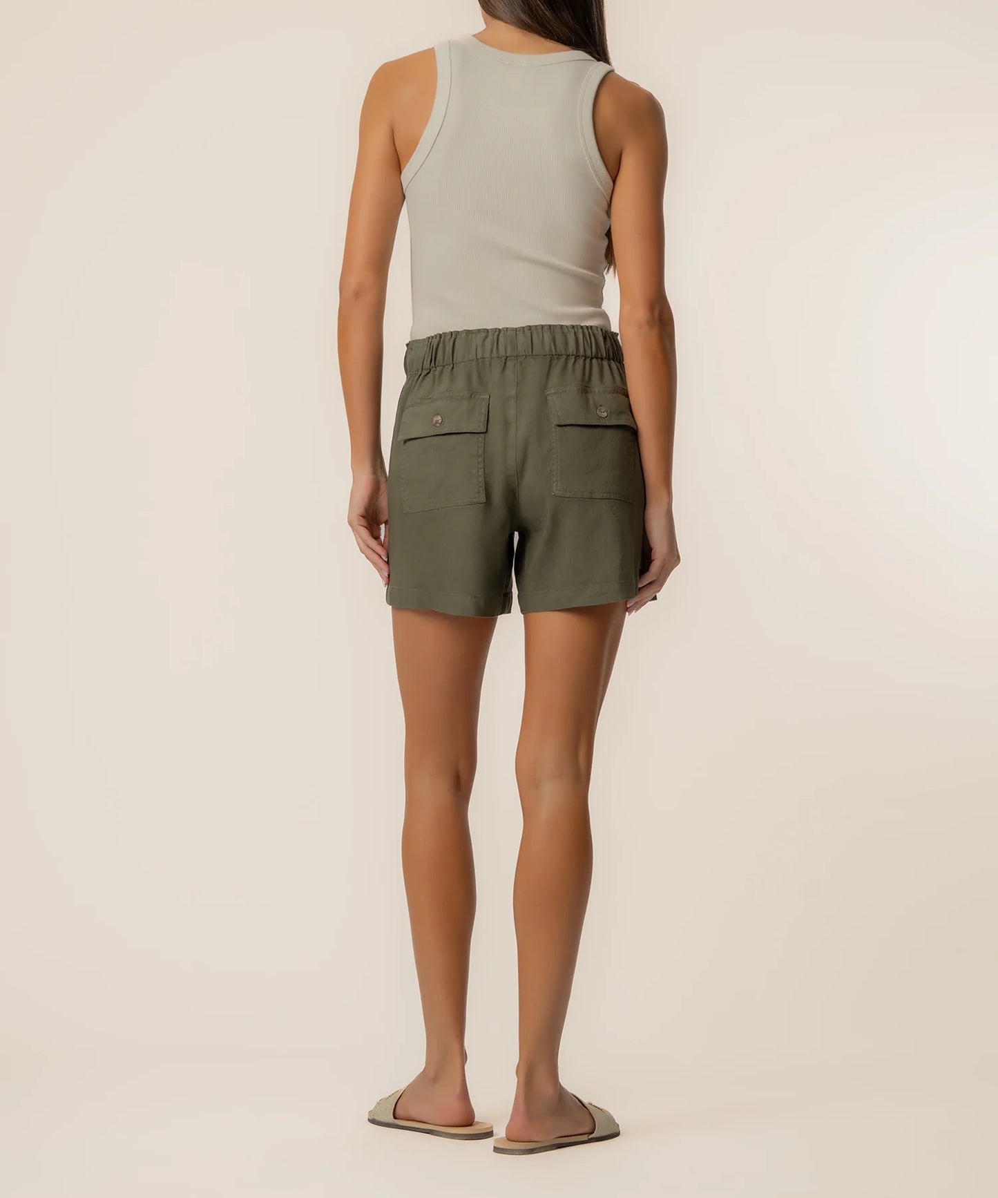 Katana Linen Shorts in Forest