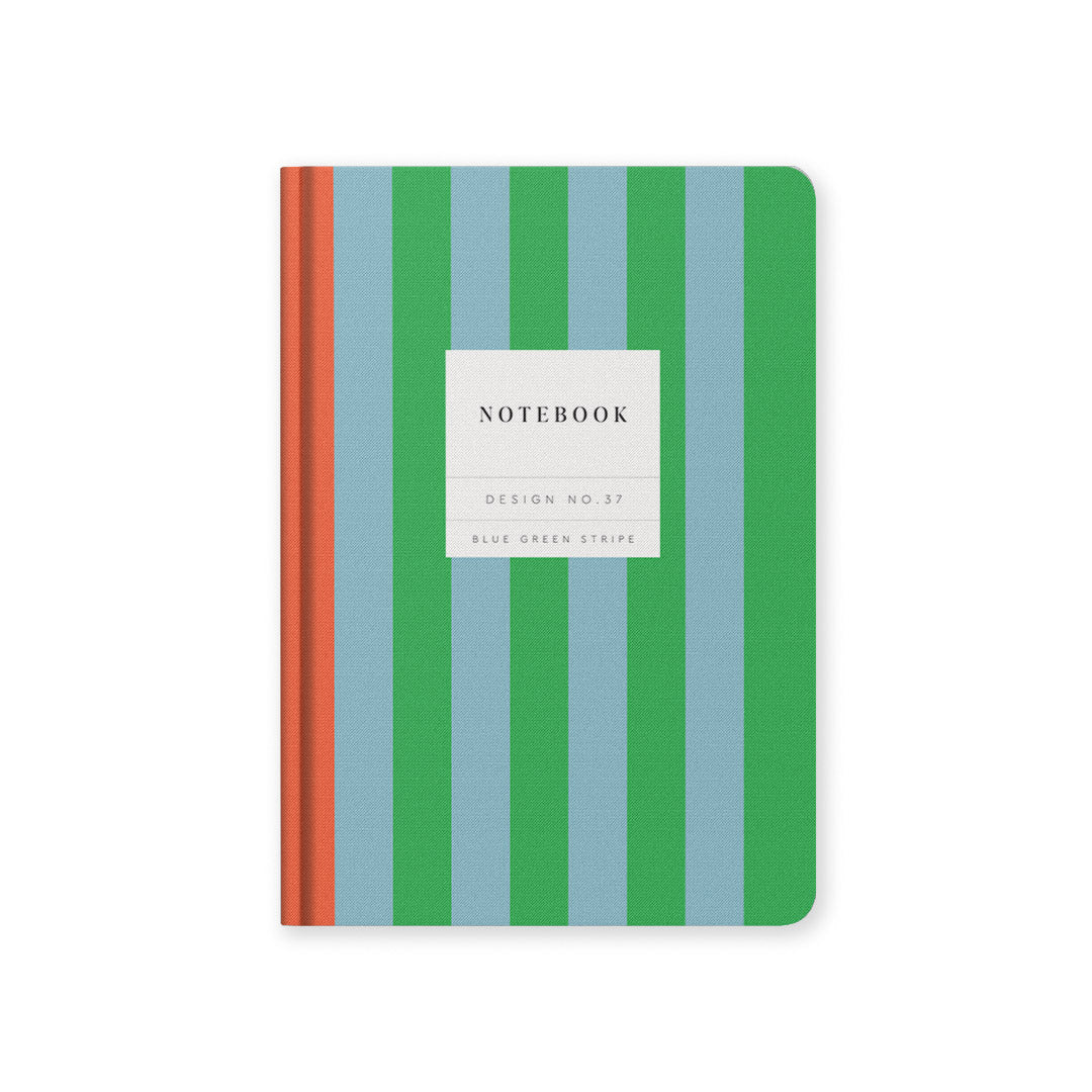 Design No.37 Blue Green Stripe Hardback Notebook (A5)