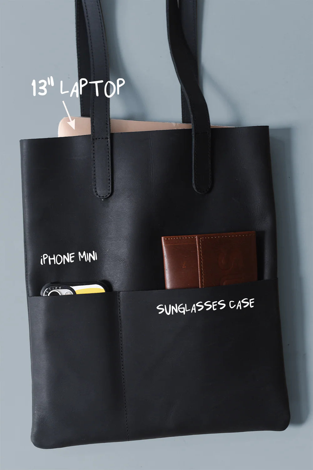GR Outside Pockets Handbag in Ink Black