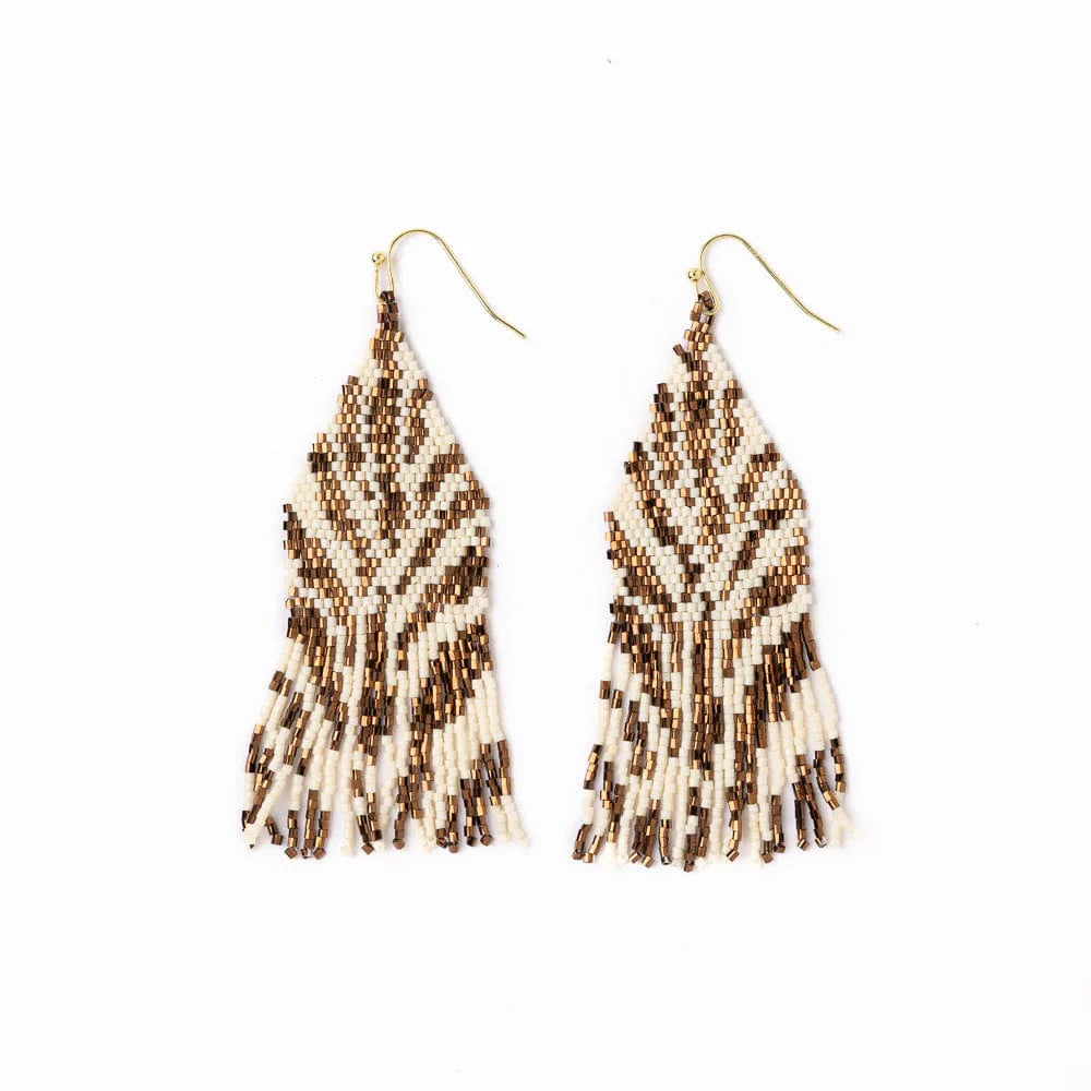 Delilah Zebra Print Beaded Fringe Earrings