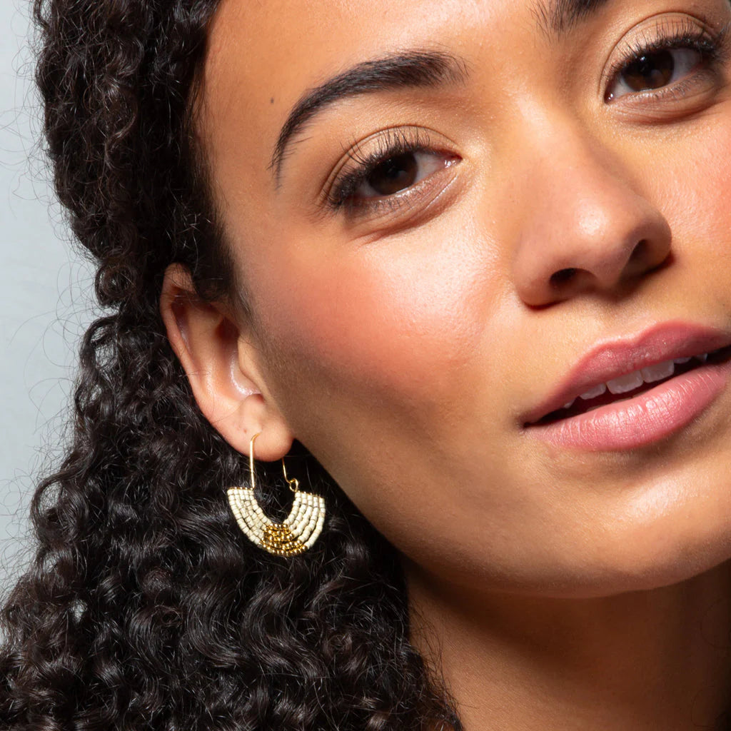 Chromacolor Miyuki U-Hoop Earring in Pewter/Gold