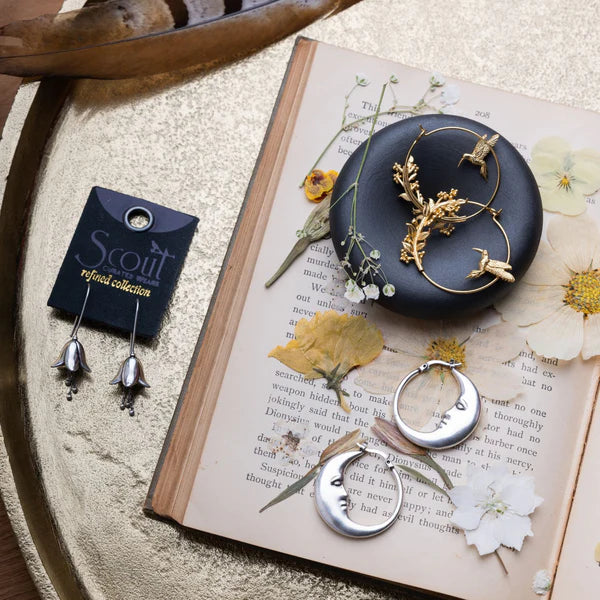 Refined Icon Moon Hoop Earrings in Silver