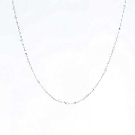 16" Silver Beaded Curb Chain