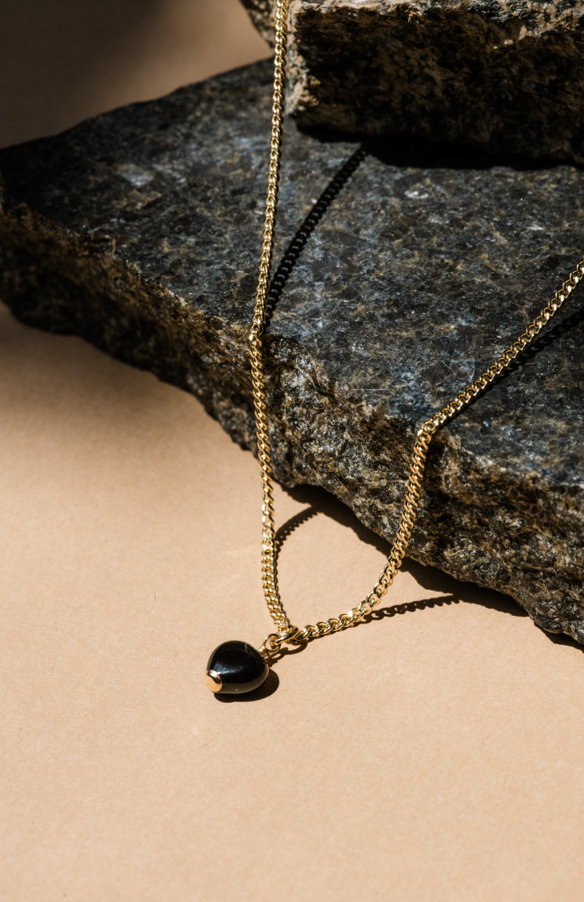 Onyx Heart Pendant Necklace