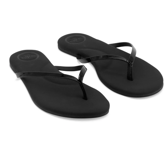 Indie Black With Patent Strap Sandal