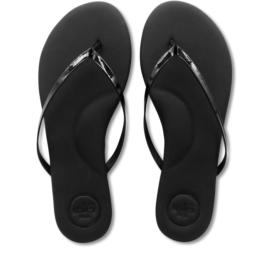 Indie Black With Patent Strap Sandal