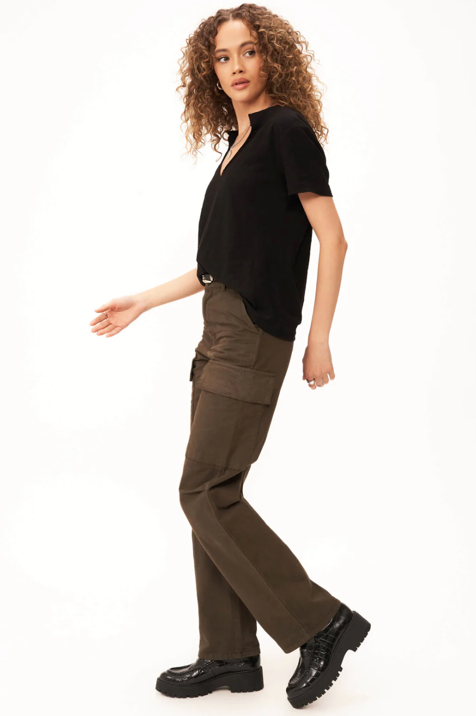 Plata Notched Tee in Black
